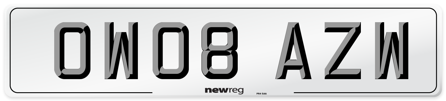 OW08 AZW Number Plate from New Reg